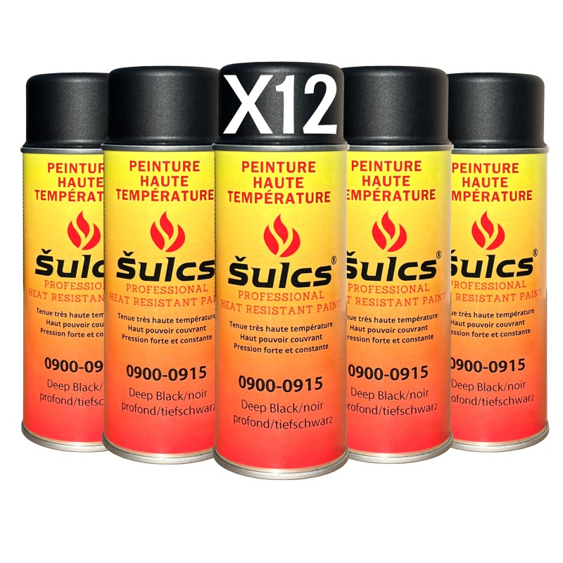Noir Mat - Peinture professionnelle haute température 900°c - Aérosol 400Ml - Ref. 0915