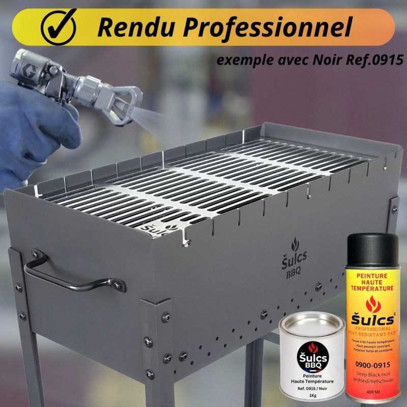 Noir Mat - Pot de peinture professionnelle haute température 900°C - 1Kg Ref. 0915