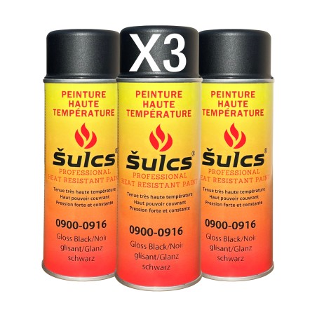 Noir Satin - Peinture professionnelle très haute température 1200°c - Aérosol 400Ml - Ref. 0916