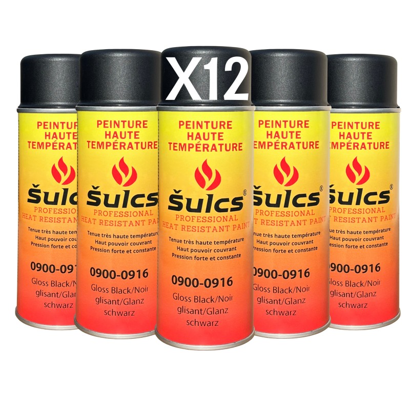 Noir Satin - Peinture professionnelle très haute température 1200°c - Aérosol 400Ml - Ref. 0916