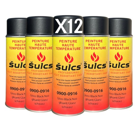 Noir Satin - Peinture professionnelle très haute température 1200°c - Aérosol 400Ml - Ref. 0916
