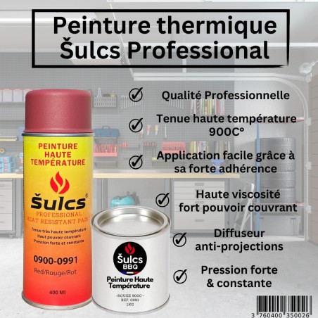 Rouge - Peinture professionnelle haute température 900°c - Aérosol 400Ml - Ref. 0991