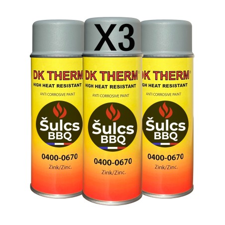 Peinture anti corrosion haute température à base de ZINC - Gris - Aérosol 400Ml - Ref 0670