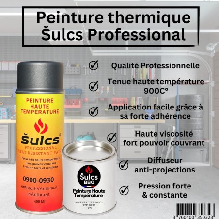 Gris Anthracite - Pot de peinture professionnelle haute température 900°c - 1Kg Ref. 0930