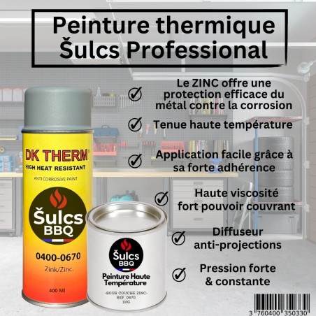 Peinture anti corrosion haute température enrichie en ZINC - 1Kg Ref. 0670