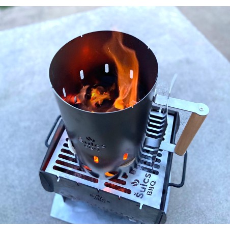 100% stainless steel 2in1 ignition chimney for charcoal barbecue