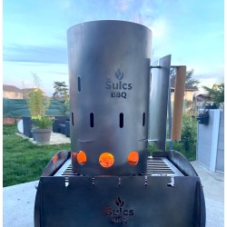 100% stainless steel 2in1 ignition chimney for charcoal barbecue