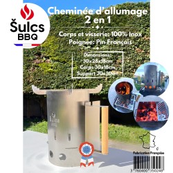 Cheminée d'allumage 100% Inox 2en1 pour barbecue au charbon de bois