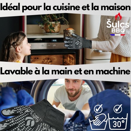 Gants de protection thermique Šulcs BBQ pour barbecue et cheminée