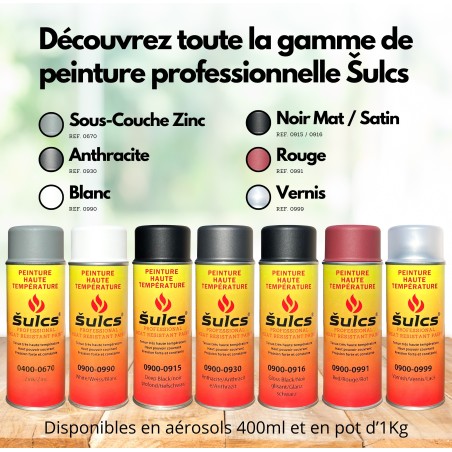 GRIS Métal - Peinture professionnelle haute température 900°c - Aérosol 400Ml - Ref. 0996