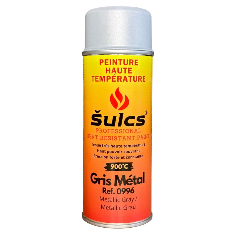 GRIS Métal - Peinture professionnelle haute température 900°c - Aérosol 400Ml - Ref. 0996