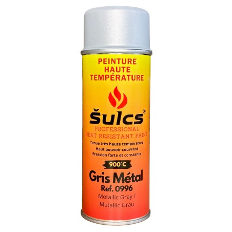 GRIS Métal - Peinture professionnelle haute température 900°c - Aérosol 400Ml - Ref. 0996