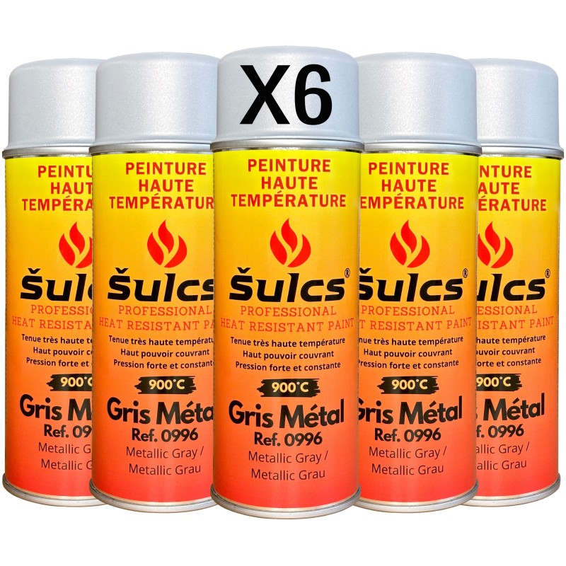 GRIS Métal - Peinture professionnelle haute température 900°c - Aérosol 400Ml - Ref. 0996