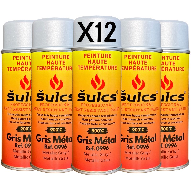 GRIS Métal - Peinture professionnelle haute température 900°c - Aérosol 400Ml - Ref. 0996
