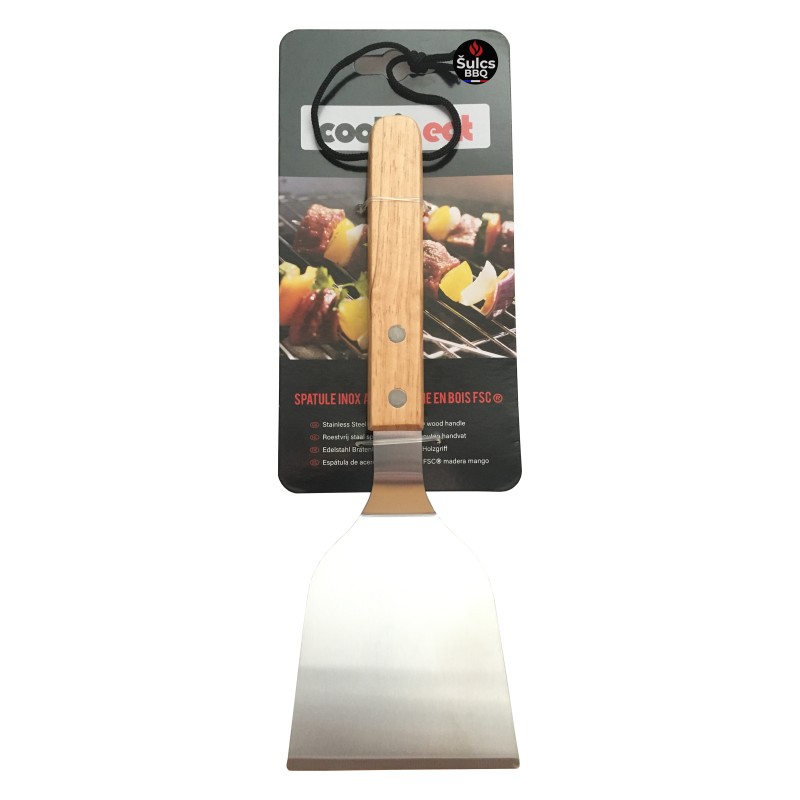 Stainless steel spatula for plancha and grills in FSC wood