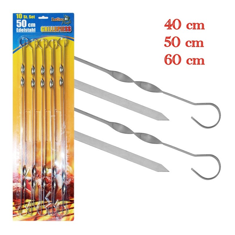 Stainless steel skewers 40 / 50 / 60 cm