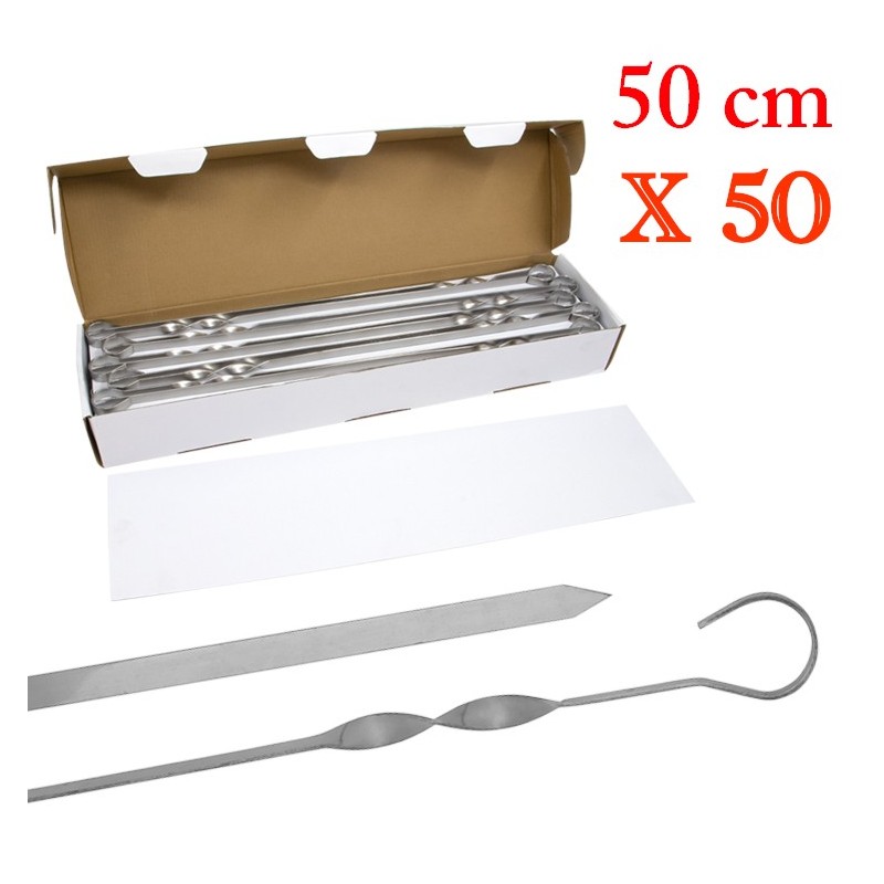 50x Stainless steel skewers 50cm