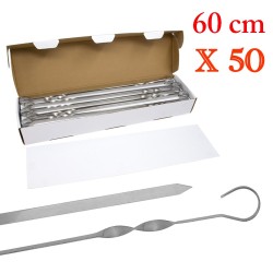 50x Stainless steel skewers 60 cm