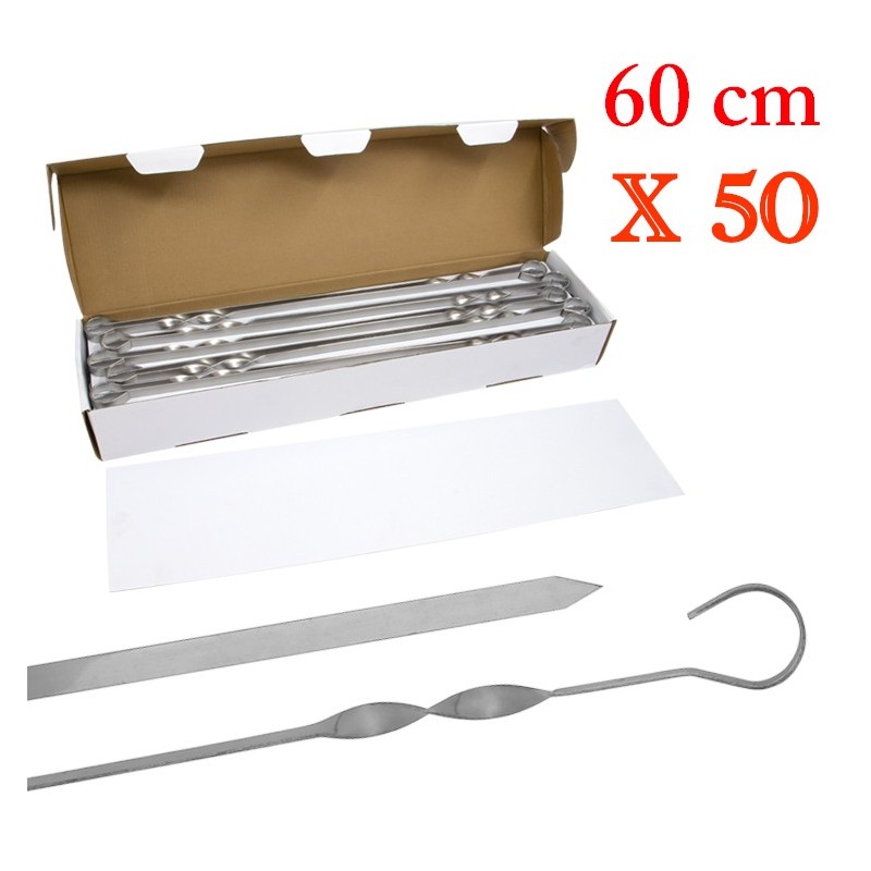 50x Brochettes Inox 60 cm