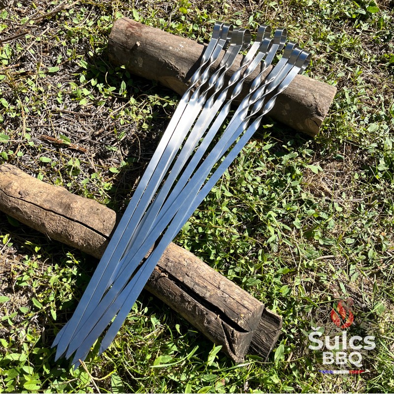 10x 50 cm stainless steel skewers with fabric case