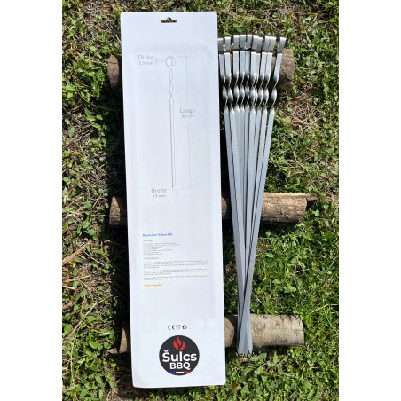 10x Stainless steel skewers 60 cm with storage case