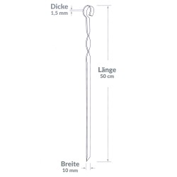20x Brochettes Inox 50 cm avec pochette de rangement