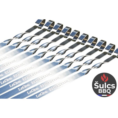 20x Stainless steel skewers 50 cm with storage pouch