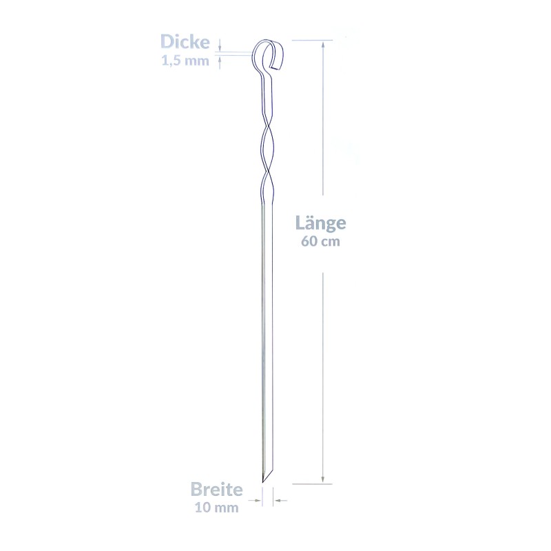 20x Brochettes Inox 60 cm avec étui de rangement en tissu