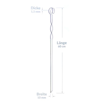 20x Stainless steel skewers 60 cm with fabric storage case