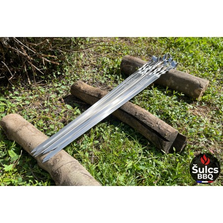 20x Brochettes Inox 60 cm avec étui de rangement en tissu