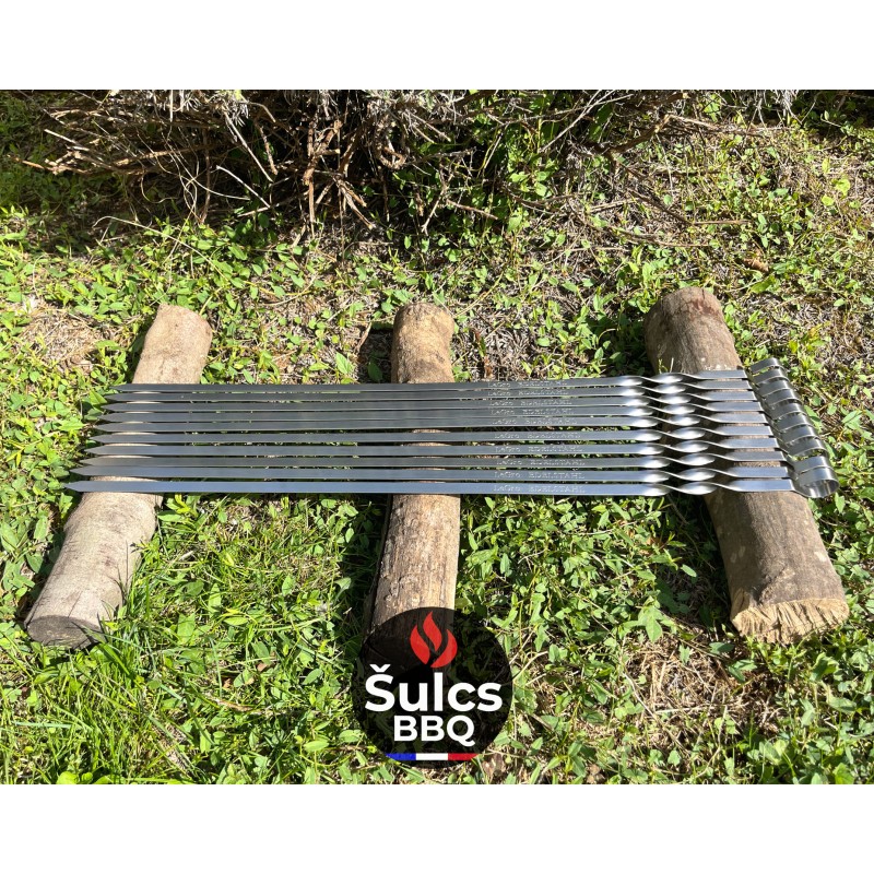 20x Stainless steel skewers 60 cm with fabric storage case