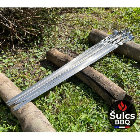 20x Stainless steel skewers 60 cm with fabric storage case