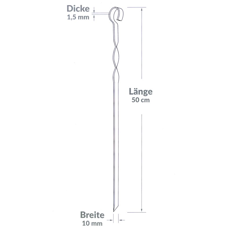 50x Stainless steel skewers 50cm